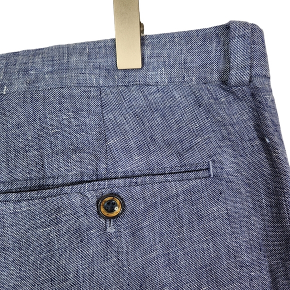 BAIRD McNUTT Linen Pants Mens 40 x 36 Blue Murano Alex Fit Flat Front Slim Fit - Picture 7 of 11